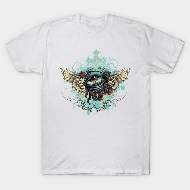 Grungy Winged Eye T-Shirt by MarinasingerDesigns